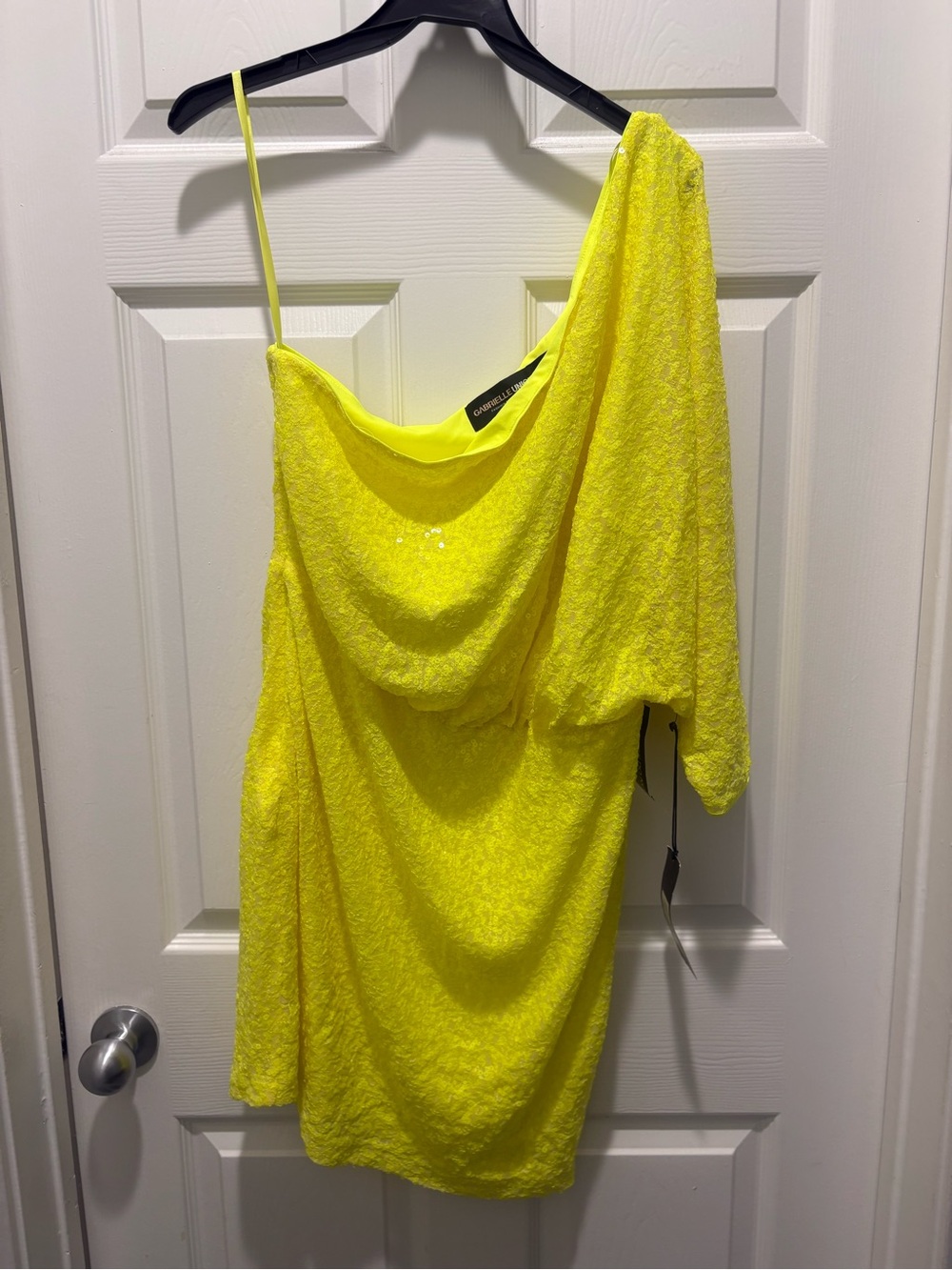 Fashion to Figure Neon Yellow One-Shoulder Draped Dress